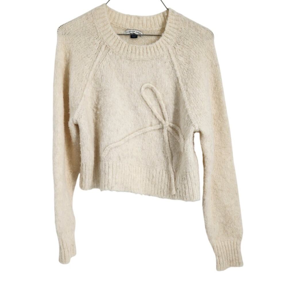 American Eagle Cream Colored Knit Cropped Sweater Womens Size Extra Small XS